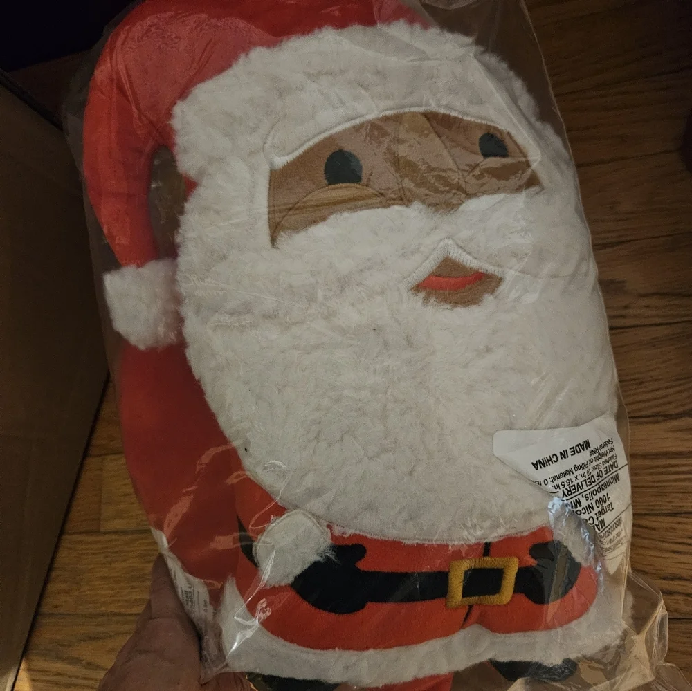 Festive Santa Claus Sherpa Large Plush Pillow